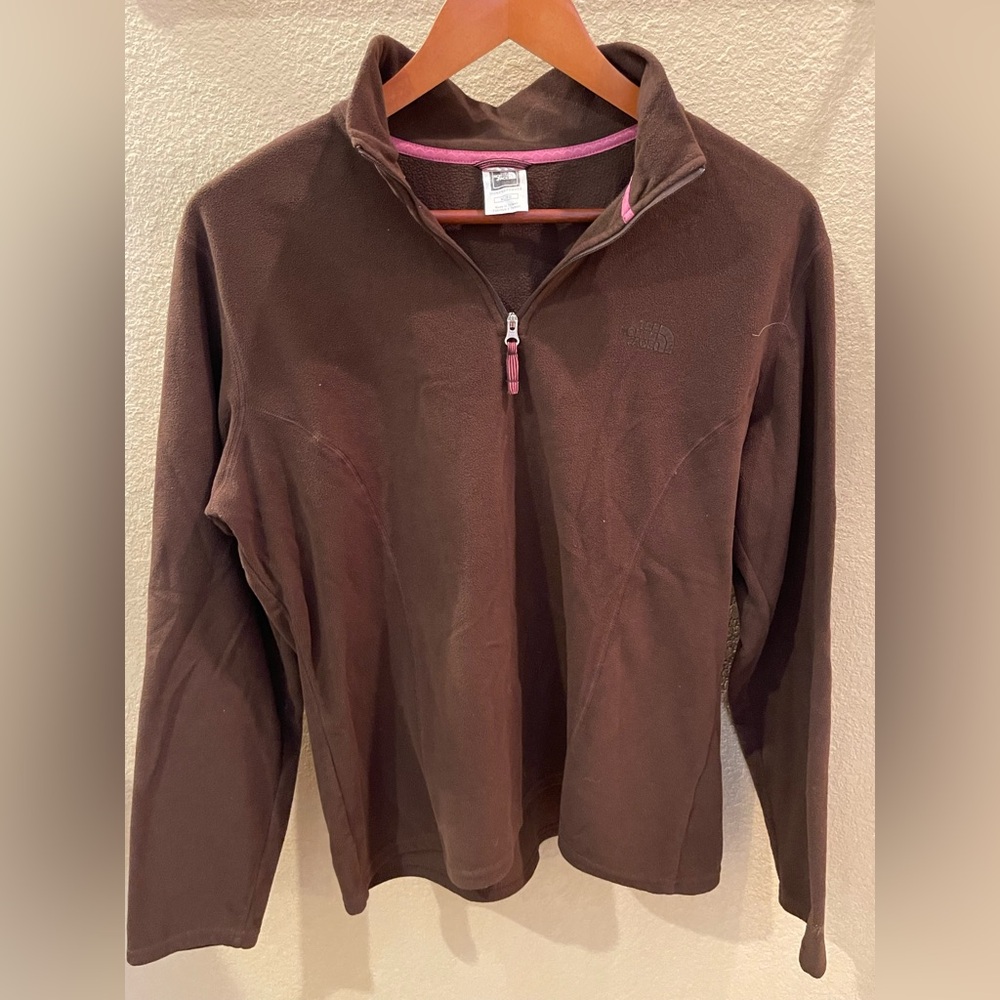Brown North Face Quarter-Zip Fleece Pullover - Size XL
